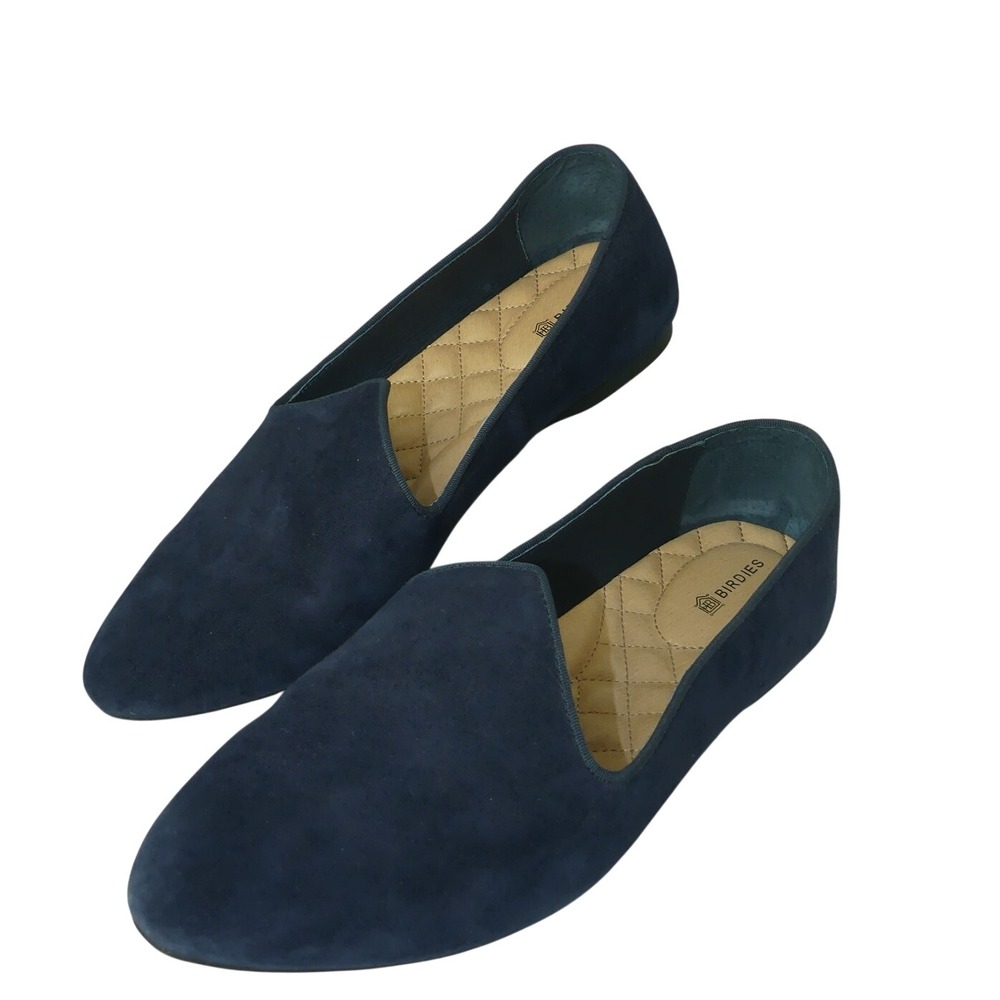 Birdies Navy Leather Suede Flats Shoes Womens 8 Classic Loafer Old Money